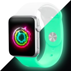   Apple Watch fehér sötétben világítós szilikon szíj 38/40/41/42MM (Series 10 2024) M/L