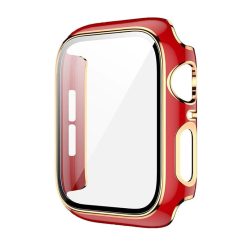   Apple Watch piros/rosegold műanyag védőtok edzett üveggel 38MM