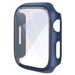   Apple Watch sötétkék műanyag védőtok edzett üveggel 44MM